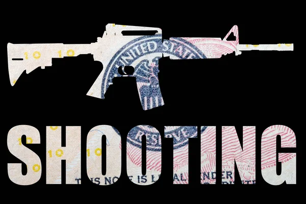 Shooting Text Gun Money Black Background — Stock Photo, Image