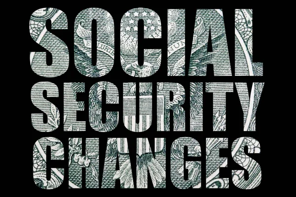 Sicurezza Sociale Cambia Testo Soldi Sfondo Nero — Foto Stock