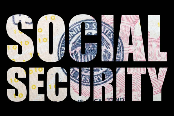 Texto Seguridad Social Dinero Sobre Fondo Negro — Foto de Stock