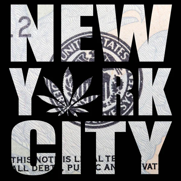 Póster Con Nueva York Marihuana Sobre Fondo Negro — Foto de Stock