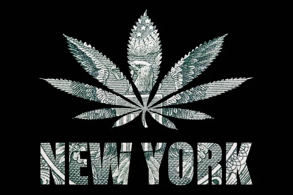 Affiche Met New York Marihuana Zwarte Achtergrond — Stockfoto