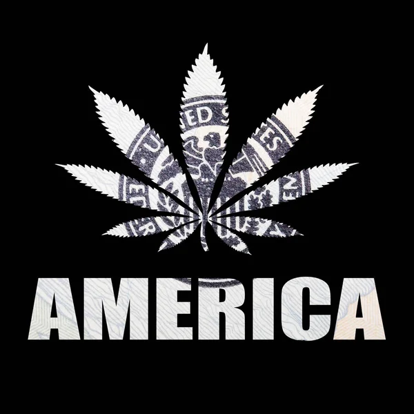 Amerika Posterleri Siyah Arka Planda Marihuana — Stok fotoğraf
