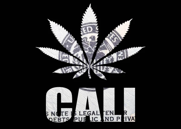 Plakat Cali Marihuaną Czarnym Tle — Zdjęcie stockowe
