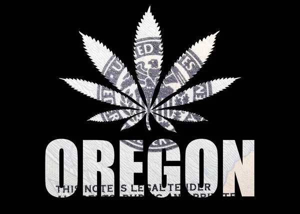 Cartel Con Oregon Marihuana Sobre Fondo Negro — Foto de Stock
