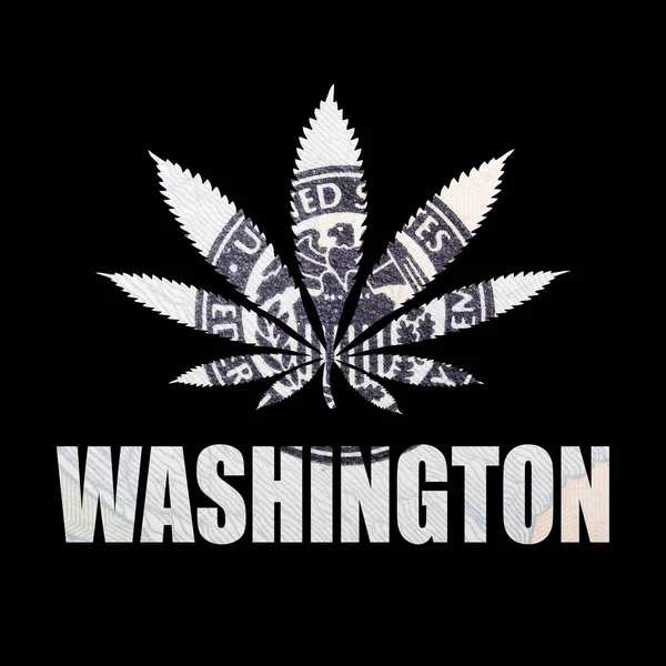 Affisch Med Washington Och Marijuana Svart Bakgrund — Stockfoto