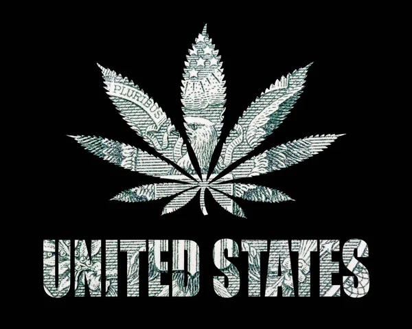 Manifesto Con Stati Uniti Marijuana Sfondo Nero — Foto Stock