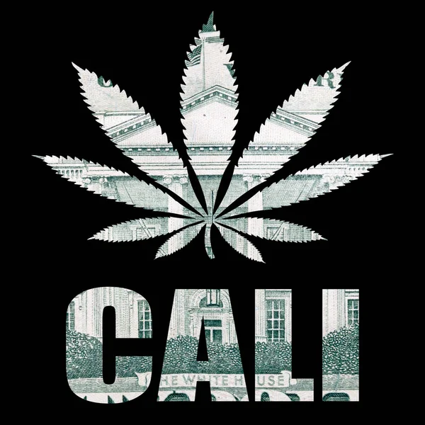 Affiche Avec Cali Marijuana Sur Fond Noir — Photo