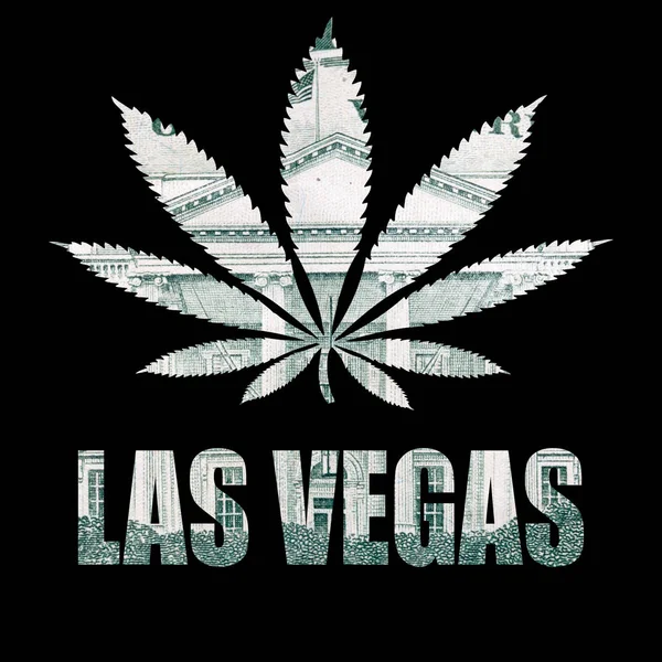 Manifesto Con Las Vegas Marijuana Sfondo Nero — Foto Stock