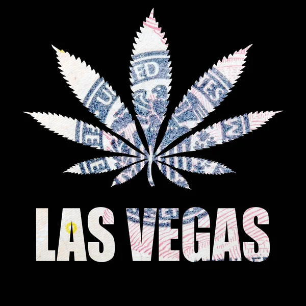 Plakat Las Vegas Marihuaną Czarnym Tle — Zdjęcie stockowe