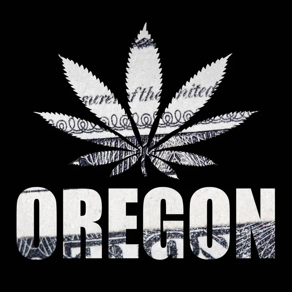 Cartel Con Oregon Marihuana Sobre Fondo Negro —  Fotos de Stock