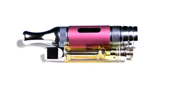 Pink Electronic Cigarette Cbd Oil Isolated White Background — Stock Photo, Image