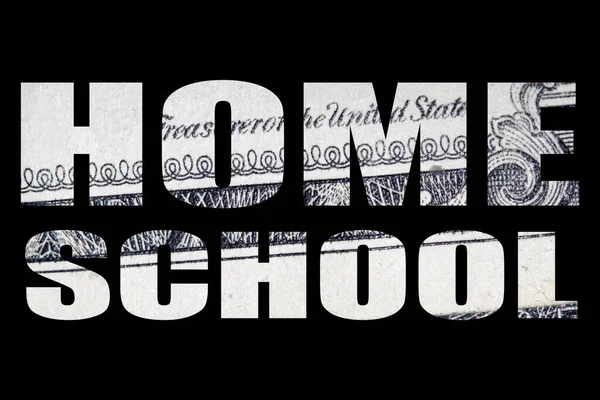 Home School Lettering Black Background — Stock Photo, Image