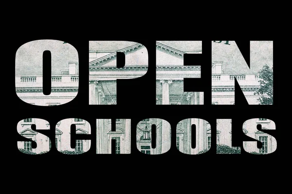 Open Schools Lettering Black Background — Stock Photo, Image