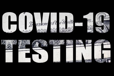 Covid-19 siyah arkaplan üzerinde test metni