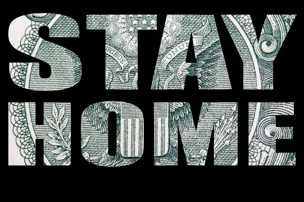 Stay Home Lettering Black Background — Stock Photo, Image