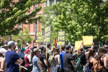 Syracuse, NY / USA - 6/6/2020: Black Lives Matter Protest and BLM March clipart