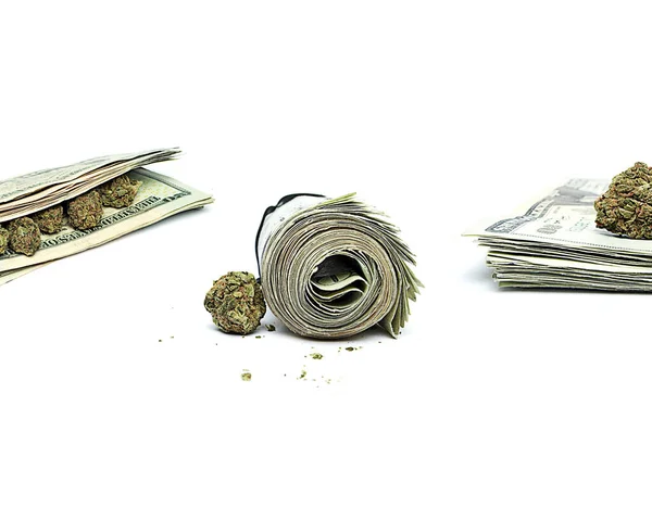 Marijuana Och Pengar Bakgrunden Närbild — Stockfoto
