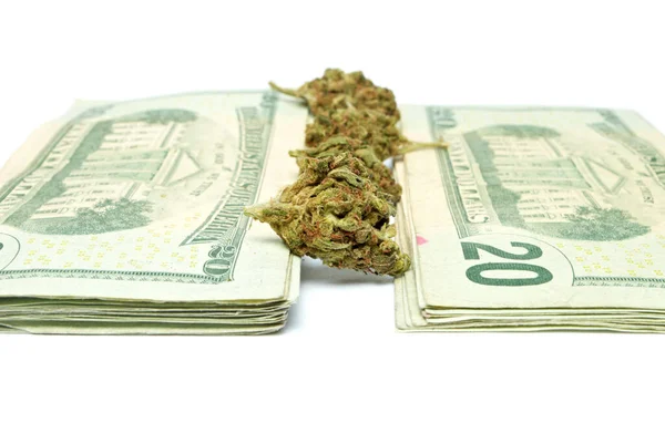 Marijuana Dan Uang Latar Belakang Menutup — Stok Foto