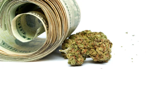 Marihuana Para Arka Planda Kapatın — Stok fotoğraf