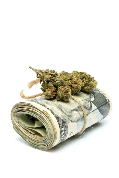 Marijuana Money Background Close — Stock Photo, Image