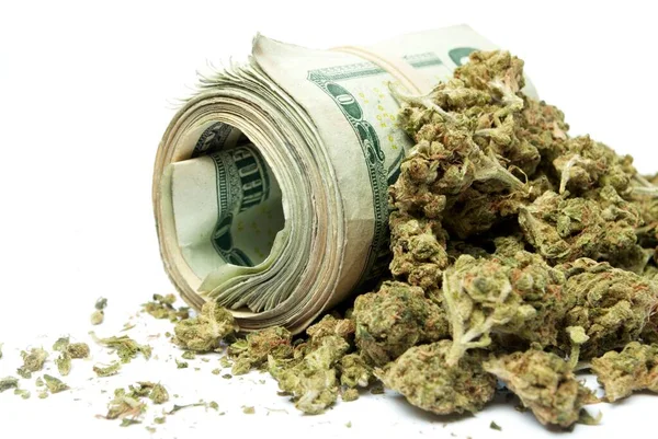 Marihuana Geld Achtergrond Close — Stockfoto