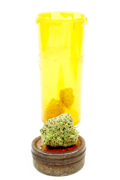 Marijuana Medicală Muguri Canabis Sticla Pastile Prescripție Medicală — Fotografie, imagine de stoc