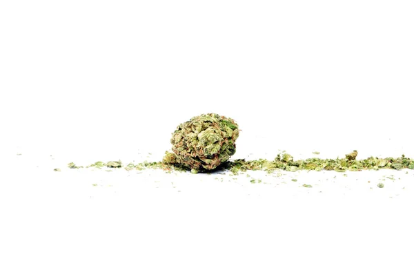 Marihuana Bud Een Witte Achtergrond — Stockfoto