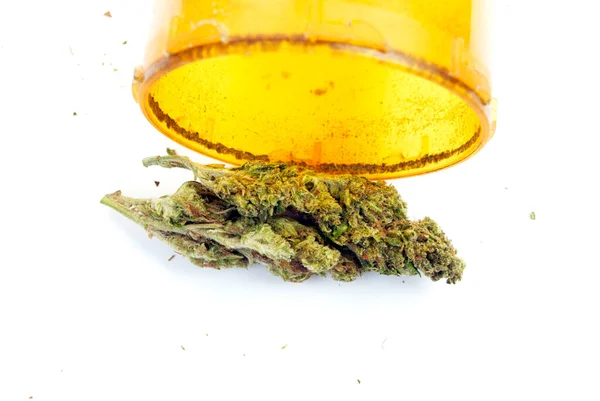 Botella Marihuana Medicinal Cogollos Cannabis Píldora Prescripción — Foto de Stock