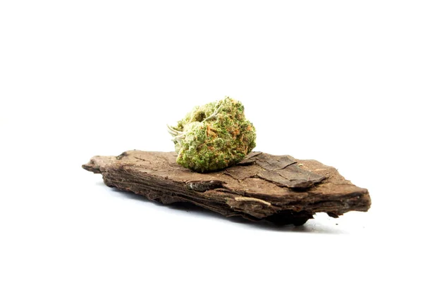 Marijuana Cannabis Bud Legno — Foto Stock