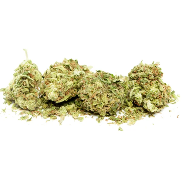 Marihuana Legalización Del Cannabis Objetos Sobre Fondo Blanco Hierba Medicinal — Foto de Stock