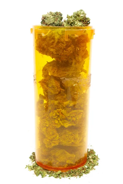 Medyczna Marihuana Butelka Tabletkami Receptę — Zdjęcie stockowe
