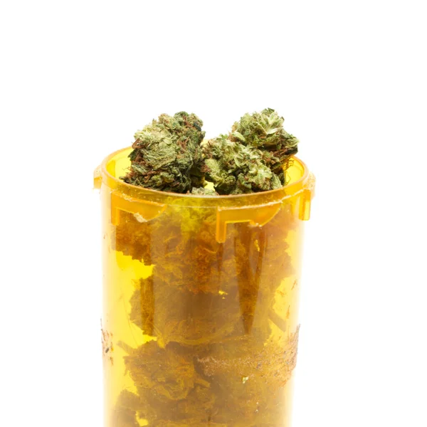 Garrafa Pílula Maconha Prescrição Médica — Fotografia de Stock