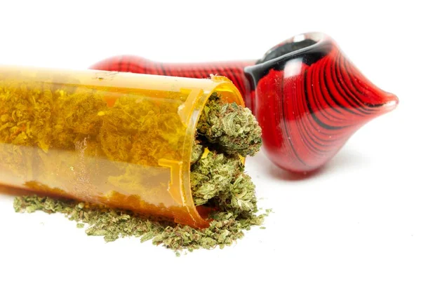 Medicinsk Marihuana Med Rør Receptpligtig Flaske - Stock-foto