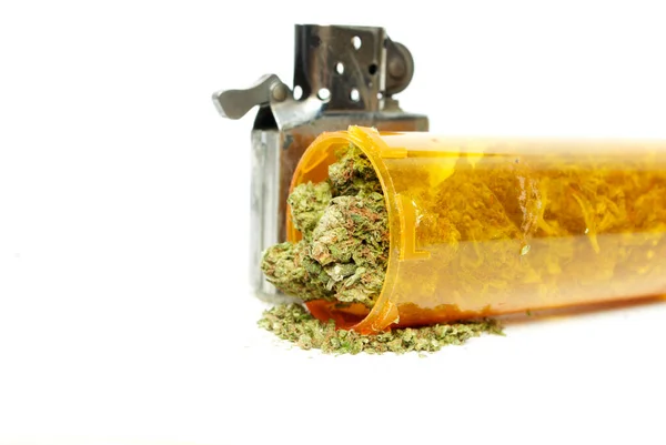 Medische Marihuana Recept Pil Fles Aansteker — Stockfoto