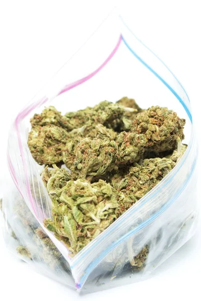 Väska Gräs Marijuana Bakgrunden Närbild — Stockfoto