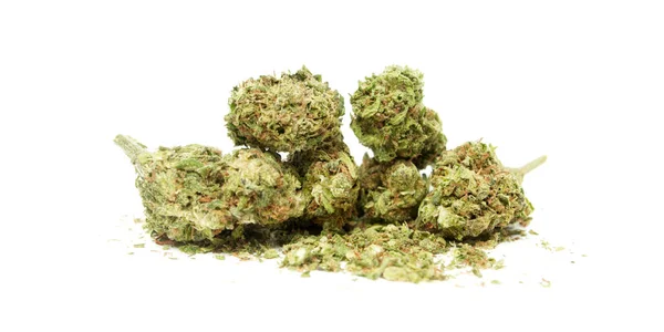 Marihuana Legalización Del Cannabis Objetos Sobre Fondo Blanco Hierba Medicinal Imagen De Stock