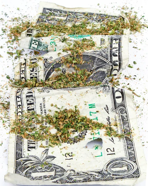 Marihuana Dinero Segundo Plano Cerca — Foto de Stock
