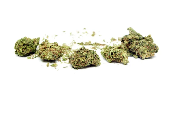 Marihuana Gedroogde Cannabisknoppen Achtergrond — Stockfoto