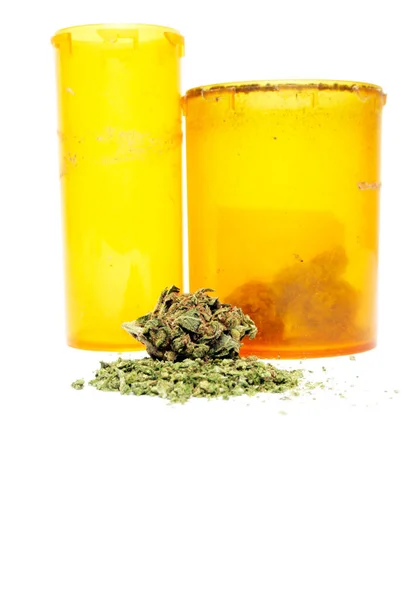 Marihuana Medicinal Cogollos Cannabis Botella Píldora Prescripción — Foto de Stock