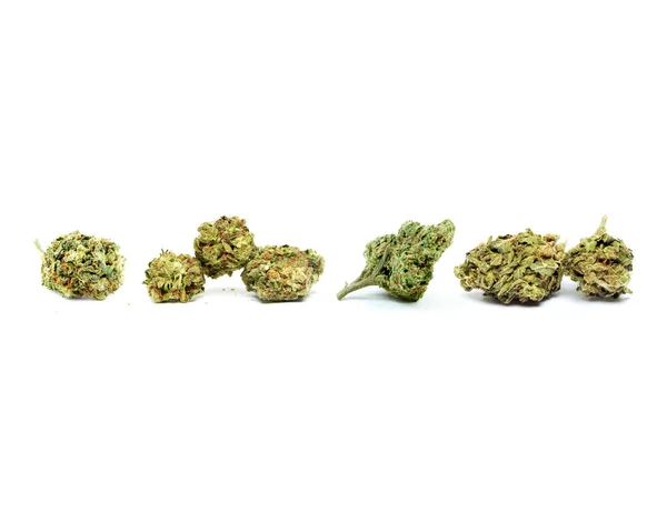 Cannabis Buds Marihuána Háttérben Közelről — Stock Fotó