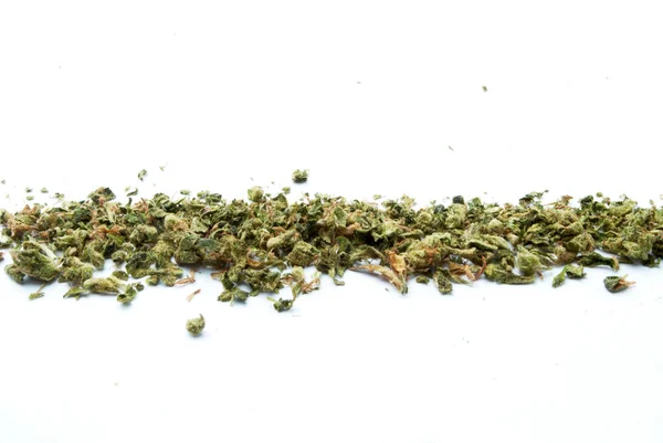 Tørret Marihuana Cannabis Ryste Hvid Baggrund - Stock-foto