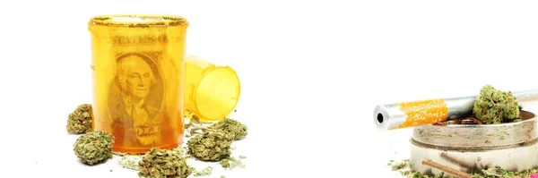 Marihuana Medicinal Cogollos Cannabis Botella Píldora Prescripción — Foto de Stock