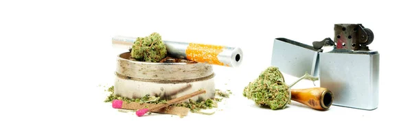 Penna Vaporizzata Con Marijuana Cannabis Bud Sfondo Bianco — Foto Stock