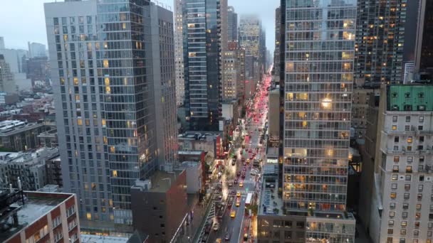 Ciudad Nueva York Time Lapse Coches Luces Puesta Sol Noche — Vídeo de stock