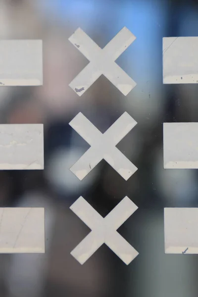 Amsterdam Triple Symbol Widok Ulicy Xxx Krzyż Andrzeja — Zdjęcie stockowe