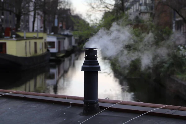 Ряд Автентичних Каналів Будинків Амстердамі — стокове фото