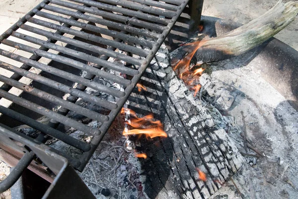 Primer Plano Una Parrilla Barbacoa Fondo —  Fotos de Stock