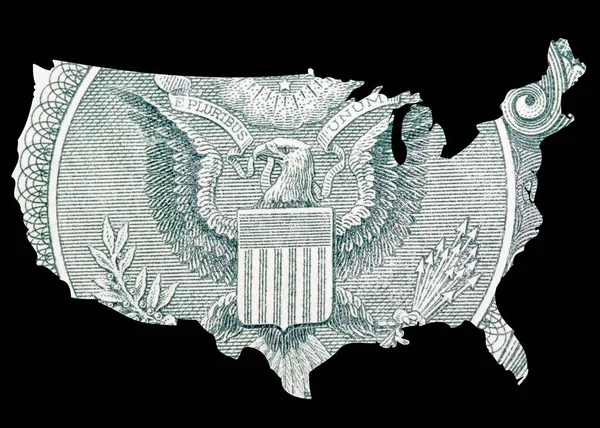 Dinero América Estados Unidos Forma Detalle Del Billete Dólar — Foto de Stock