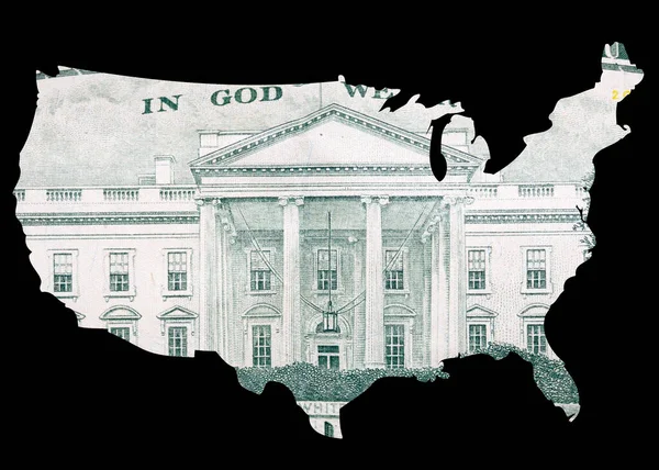 Λεφτά Στην Αμερική Σχήμα Ηνωμένες Πολιτείες Και Λεπτομέρεια Του Νομοσχεδίου — Φωτογραφία Αρχείου