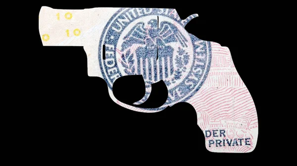 Waffe Und Geld Stellvertretend Für Shootings Amerika Shape Automatic Gun — Stockfoto